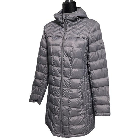 Michael Michael Kors Packable Down Fill Long Jacket Parka Gray Small - Picture 11 of 11